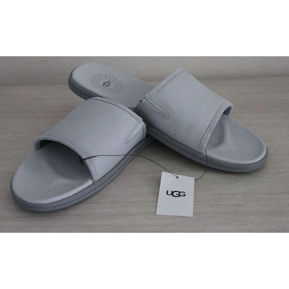 UGG 1124900 Men's Sz 9 Glacier Gray Seaside Slide Leather/Suede Sandals - Picture 1 of 10